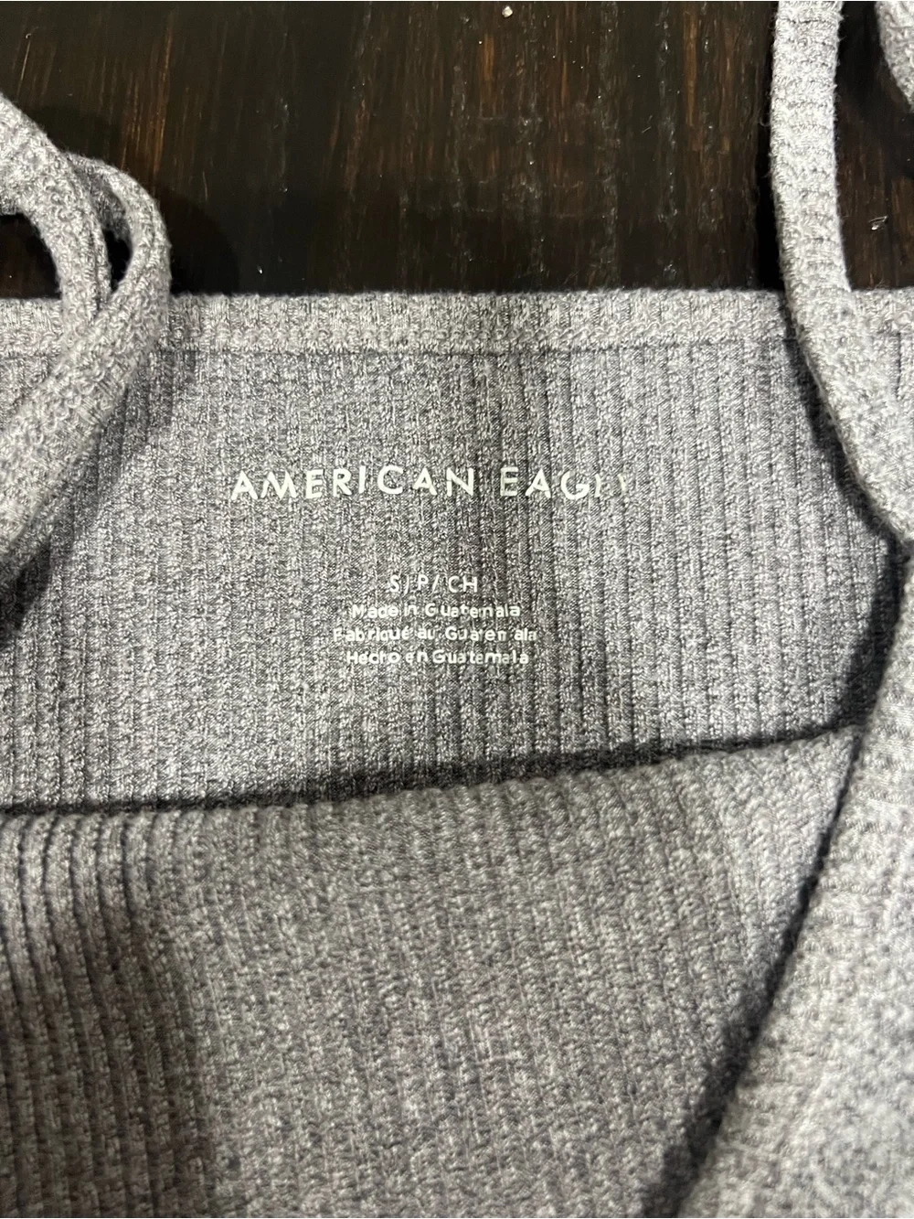 American Eagle Outfitters Ribbed Square-Neck Crop Tank Top - Light Gray